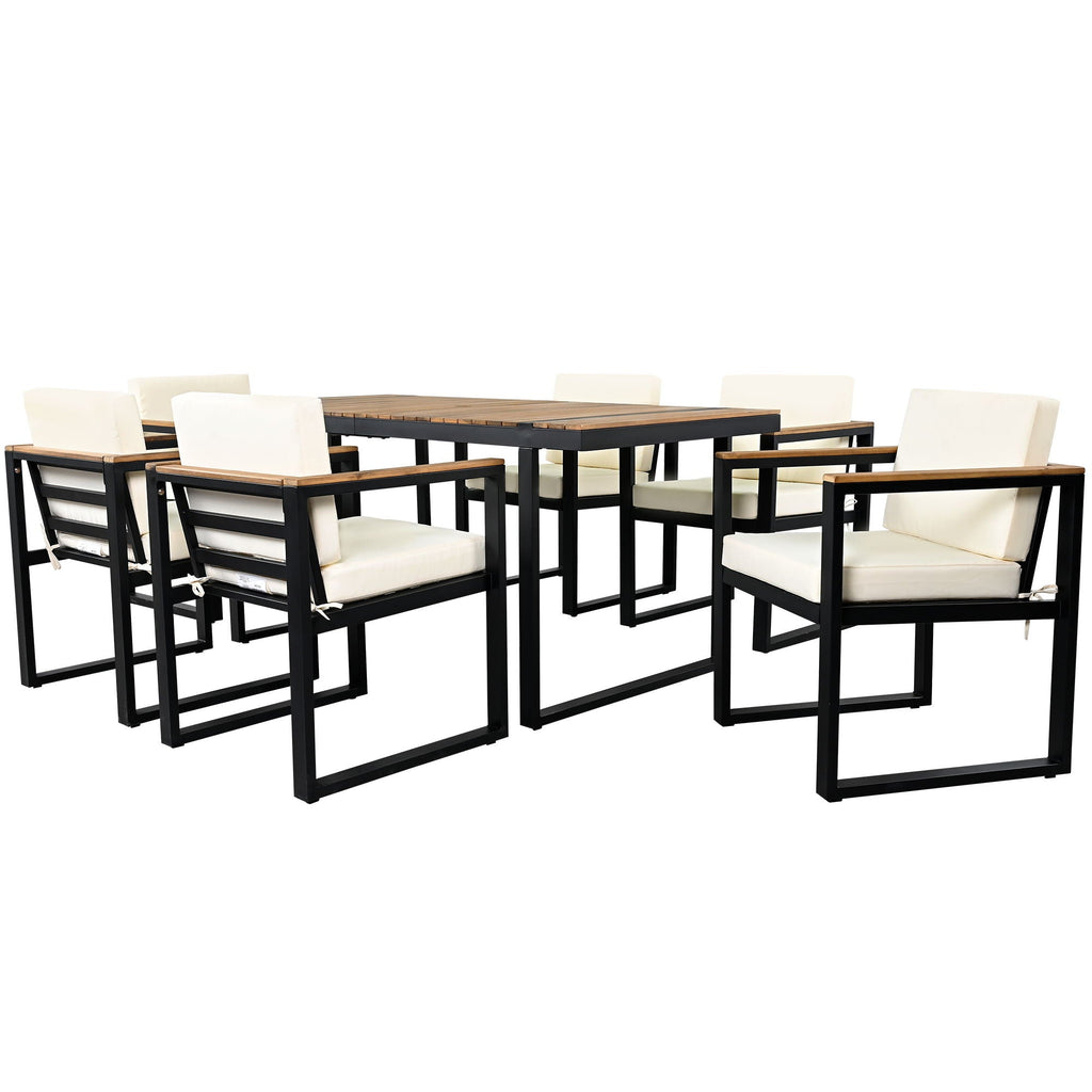 7 Piece Outdoor Dining Set with Removable Cushions - Gray or Beige