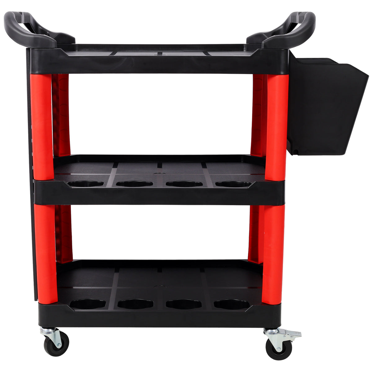 3 Tier Rolling Tool Cart with 300 lb Capacity - Red and Black