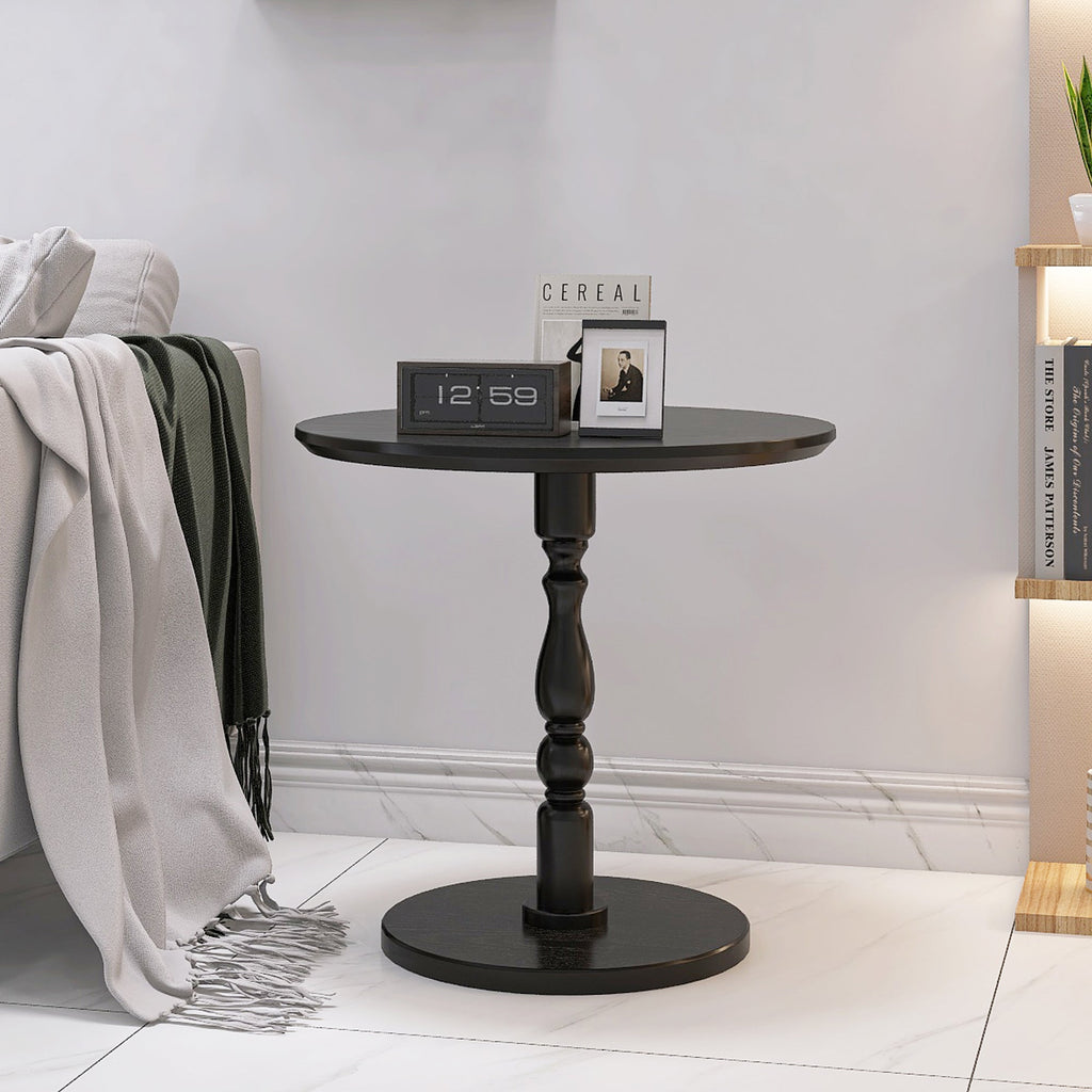 23'' Round Side Table with Water-Resistant Finish - Black