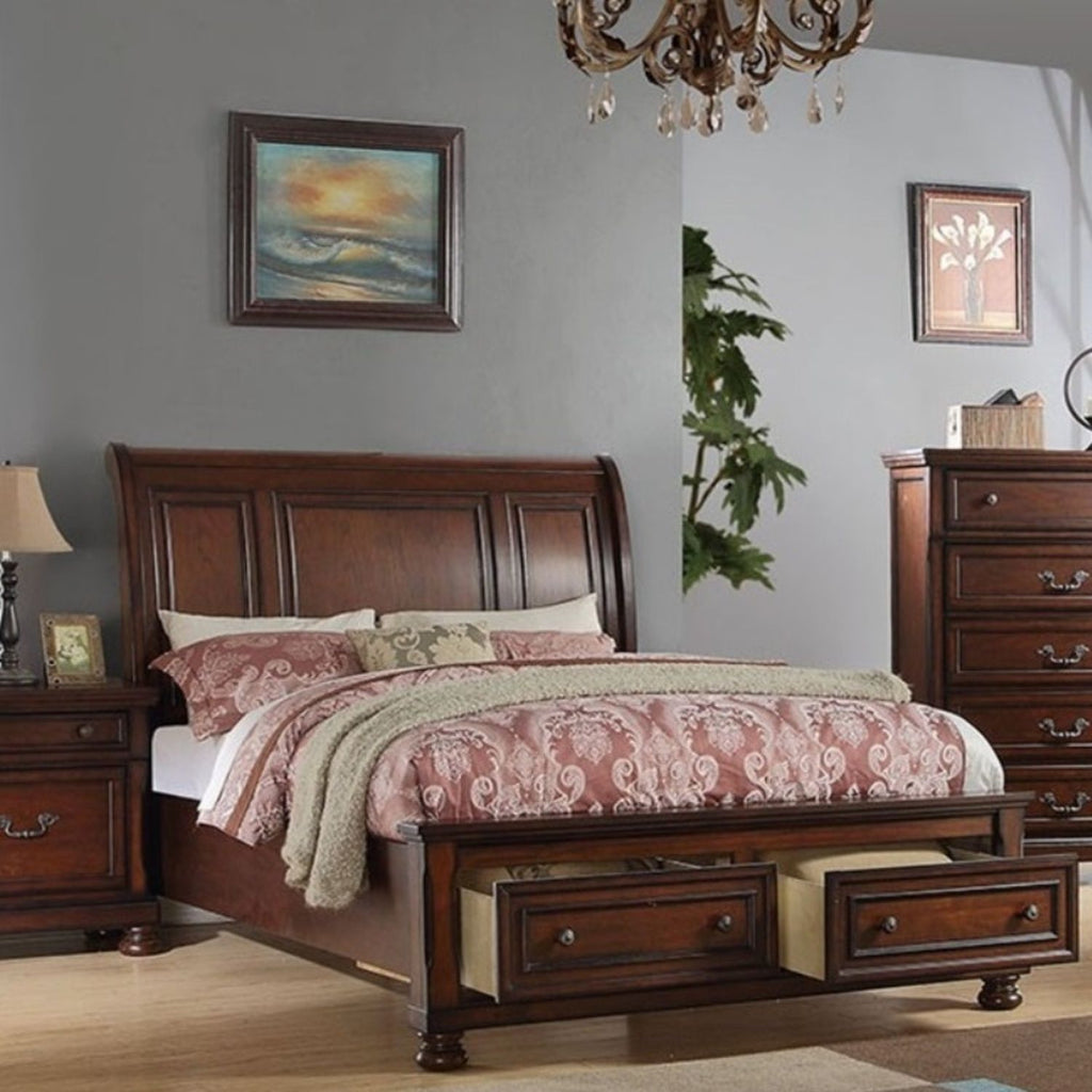 Panel 3 Piece Bedroom Set with Nightstands - Dark Gray or Dark Brown