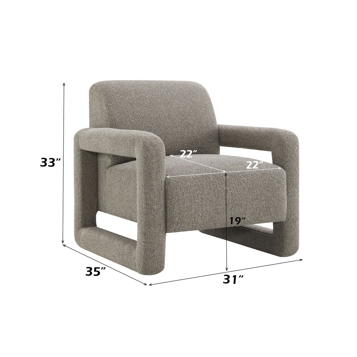 Gray Accent Chair with Pocket Coil Support - Glenda