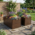 Metal Raised Garden Bed Kit 2-Pack with Open Drainage - Walnut