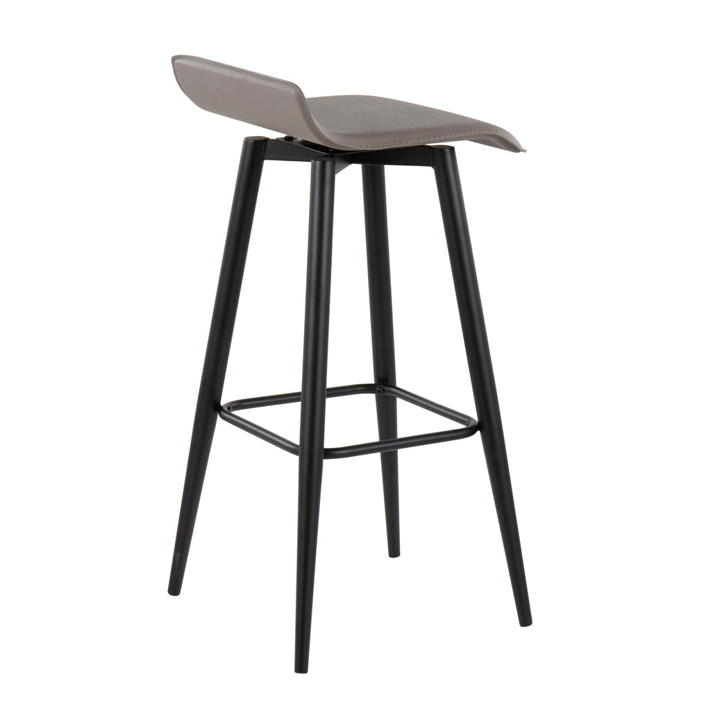 Contemporary Fixed Height Bar Stool Set with Metal Base - Pearl Silver or White