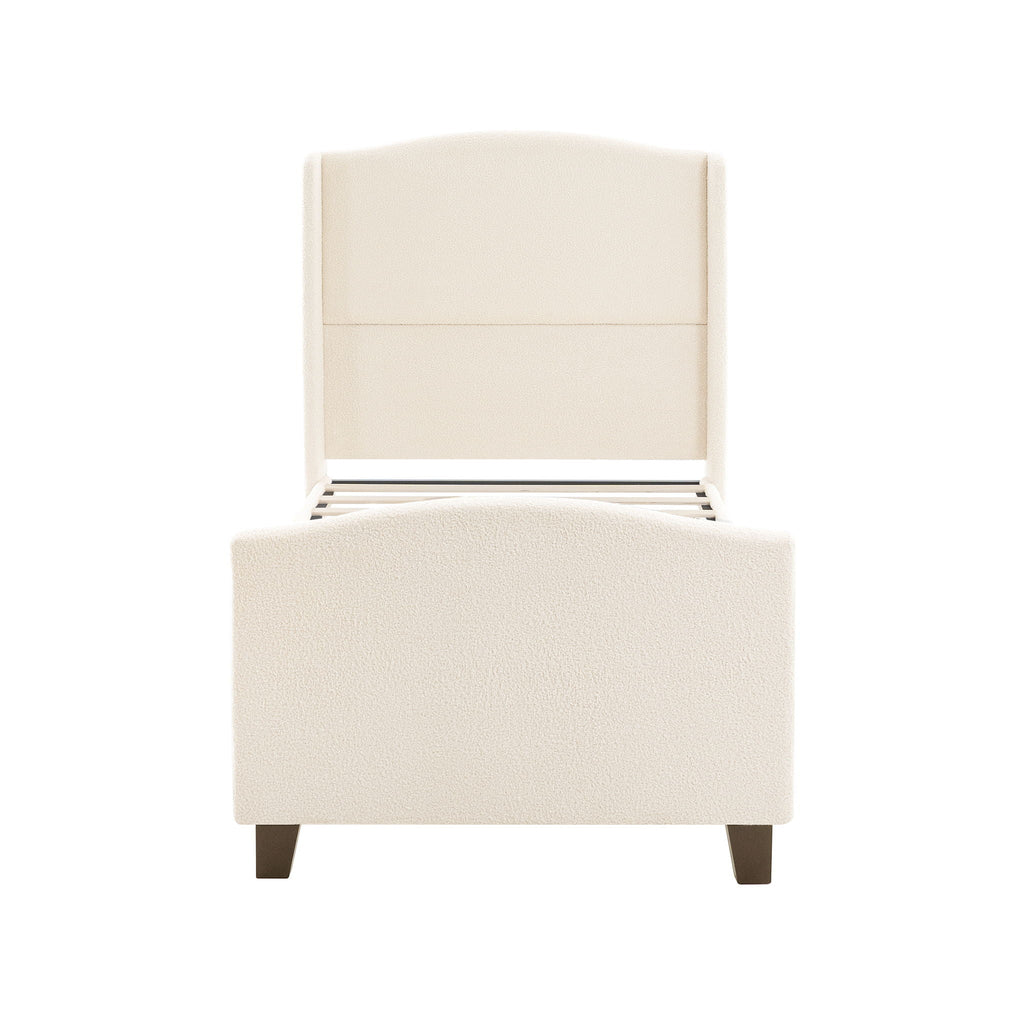 Platform Bed Frame with Tall Headboard and High Footboard - White or Gray