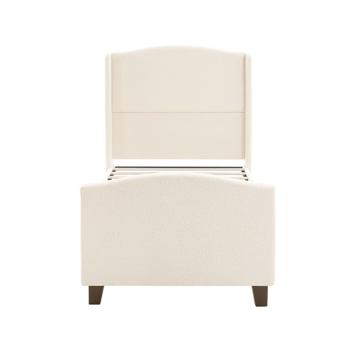Platform Bed Frame with Tall Headboard and High Footboard - White or Gray