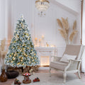 4FT Prelit Flocked Christmas Tree with Pine Needles & Eucalyptus Leaves - Flocked