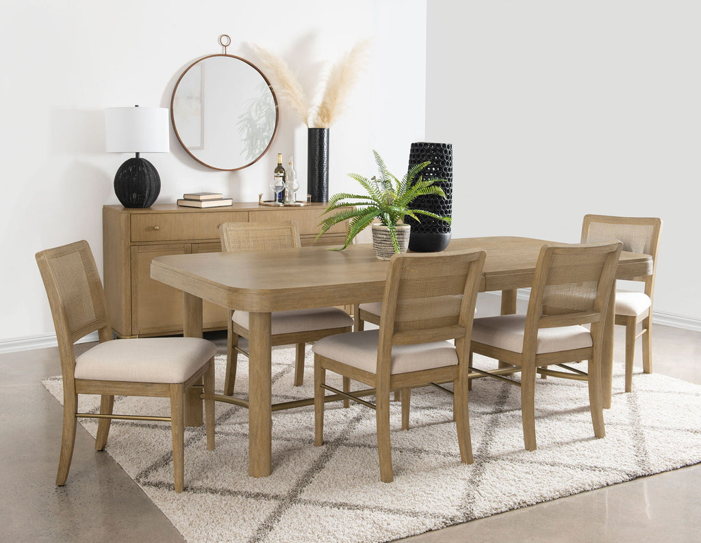 Arini 7-piece Extension Leaf Dining Table Set Sand Wash