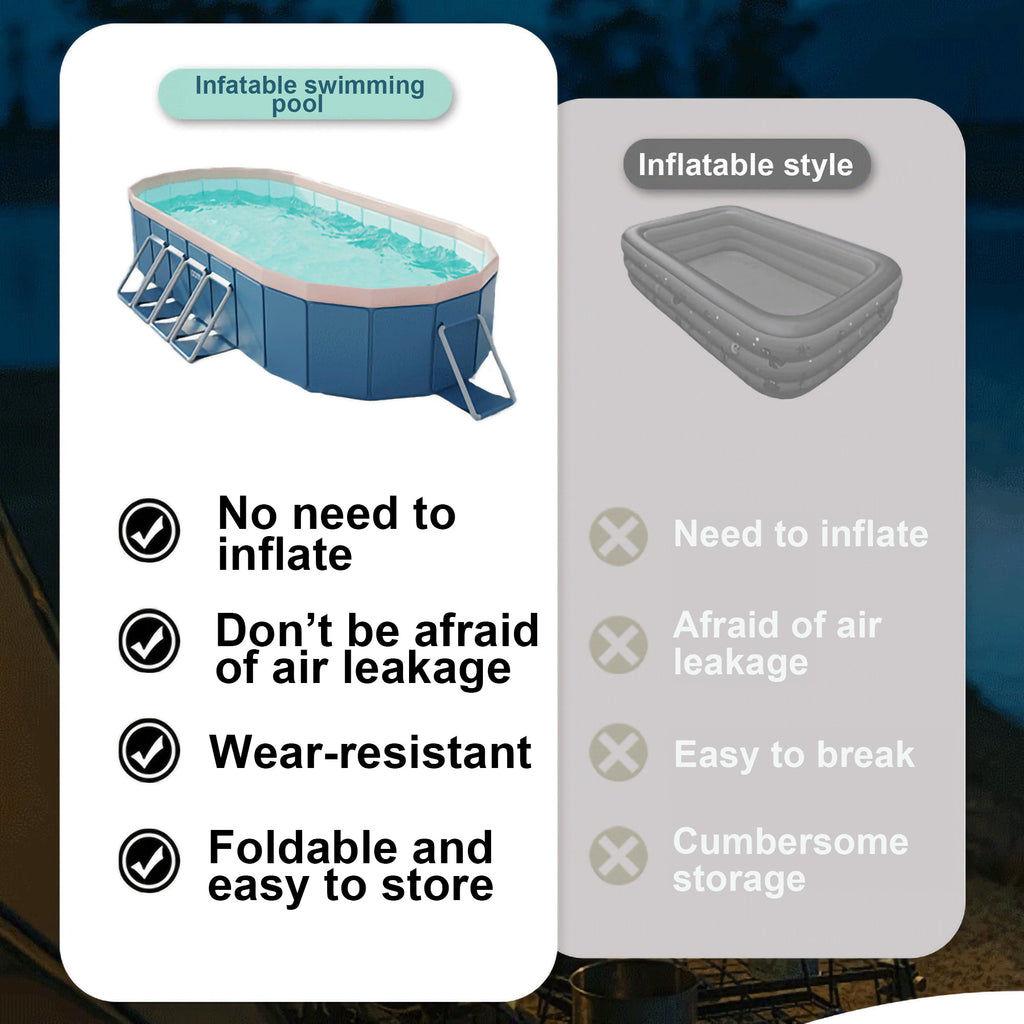 3.0m PVC Folding Pool with Durable Construction - Blue or Blue-Gray