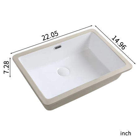 Rectangular Undermount Bathroom Sink with Modern Luxury Finish - White Ceramic