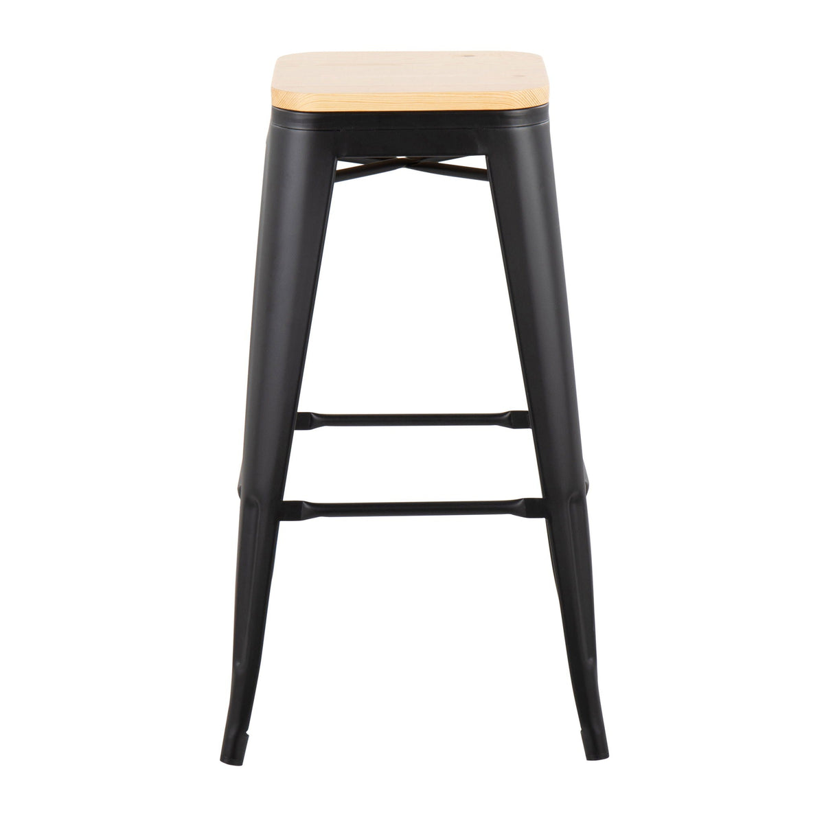 Contemporary Barstool Set of 2 with Stackable Design - Black or White