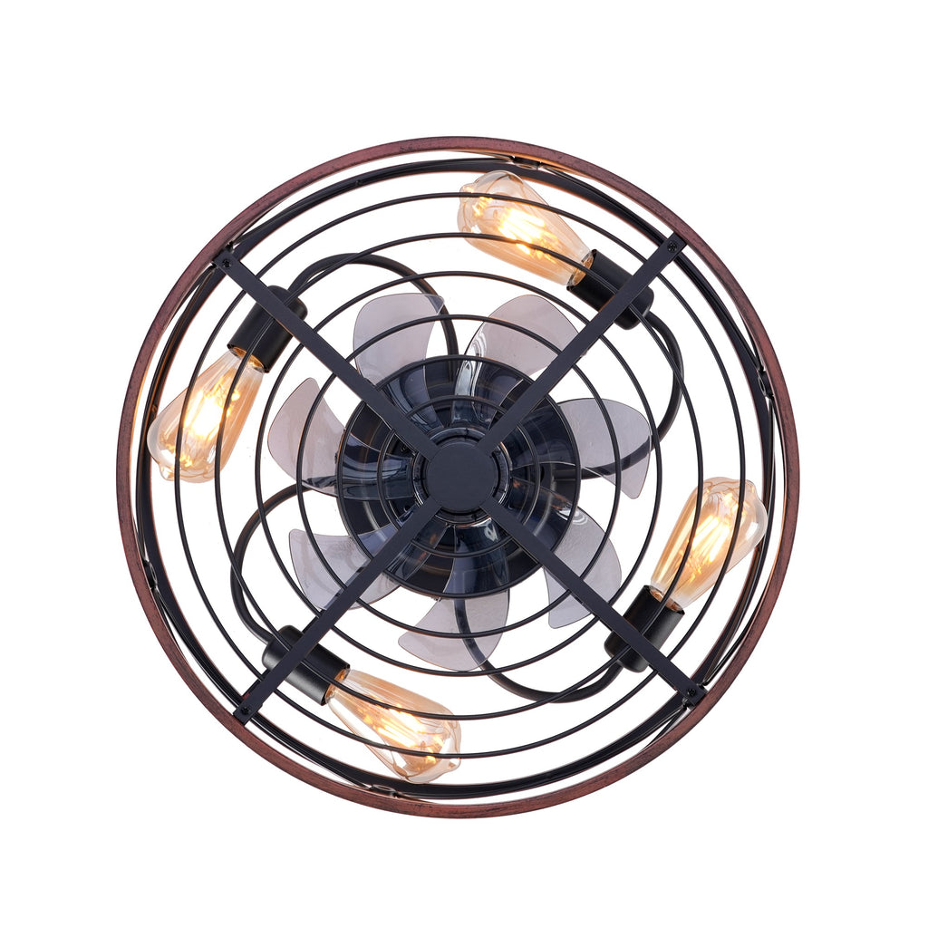 20'' Caged Ceiling Fan with Lights and Remote Control - Matte Black