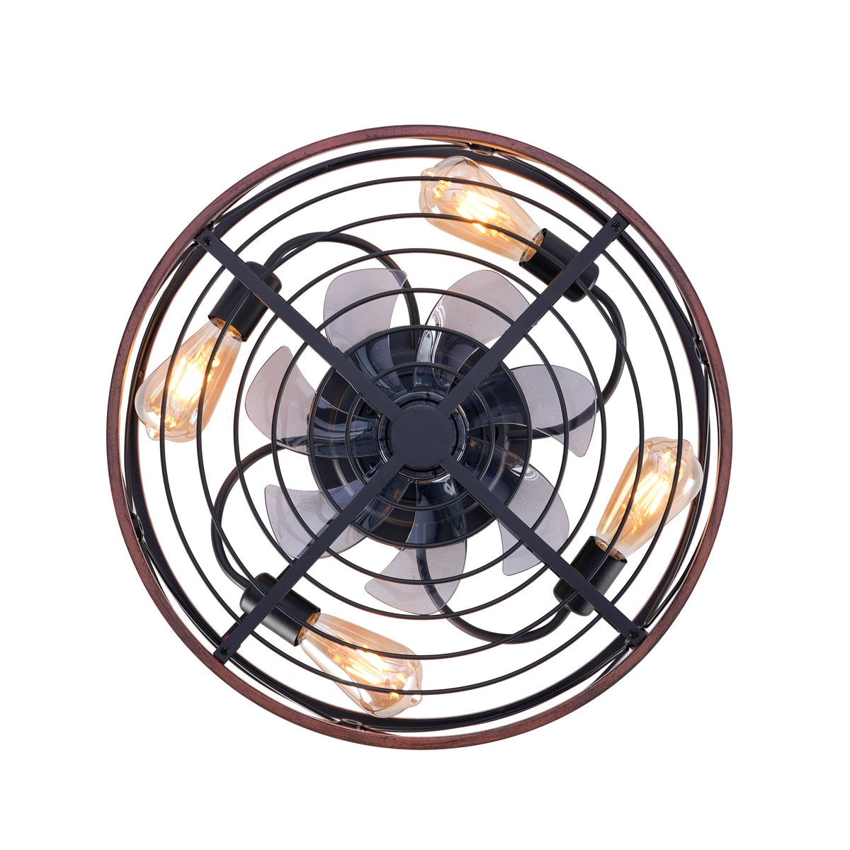 20'' Caged Ceiling Fan with Lights and Remote Control - Matte Black