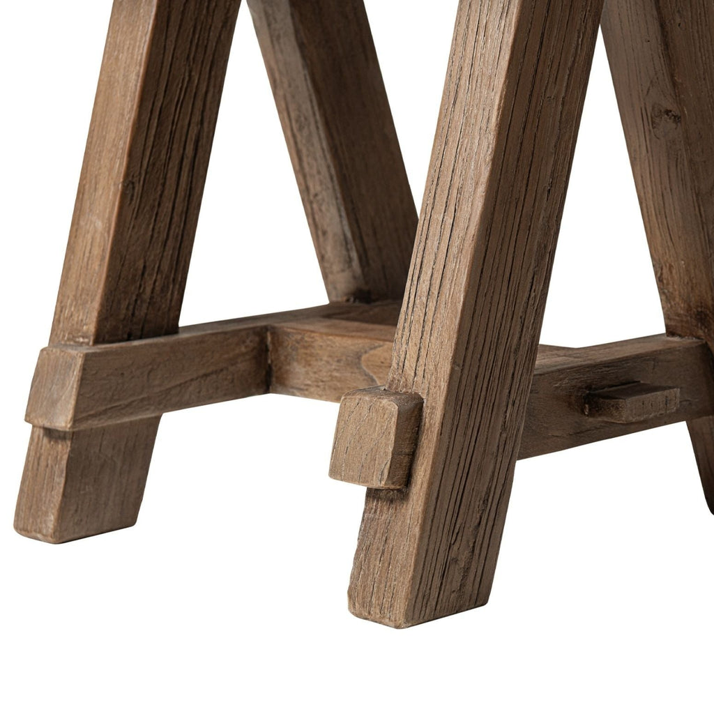 Trestle Coffee Table with Solid Reclaimed Elm Construction - Dark or Light Brown