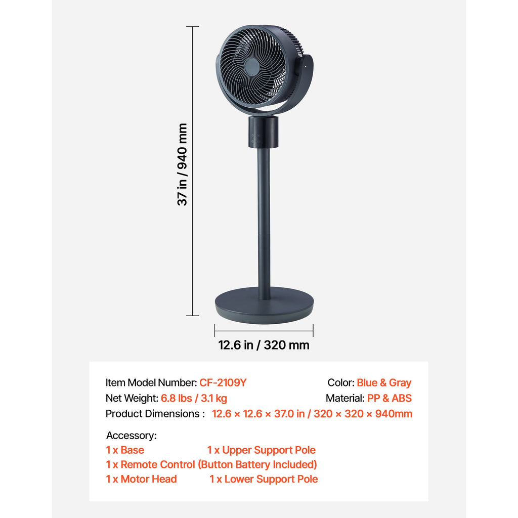 7-Inch Pedestal Fan with Oscillating Standing Design
