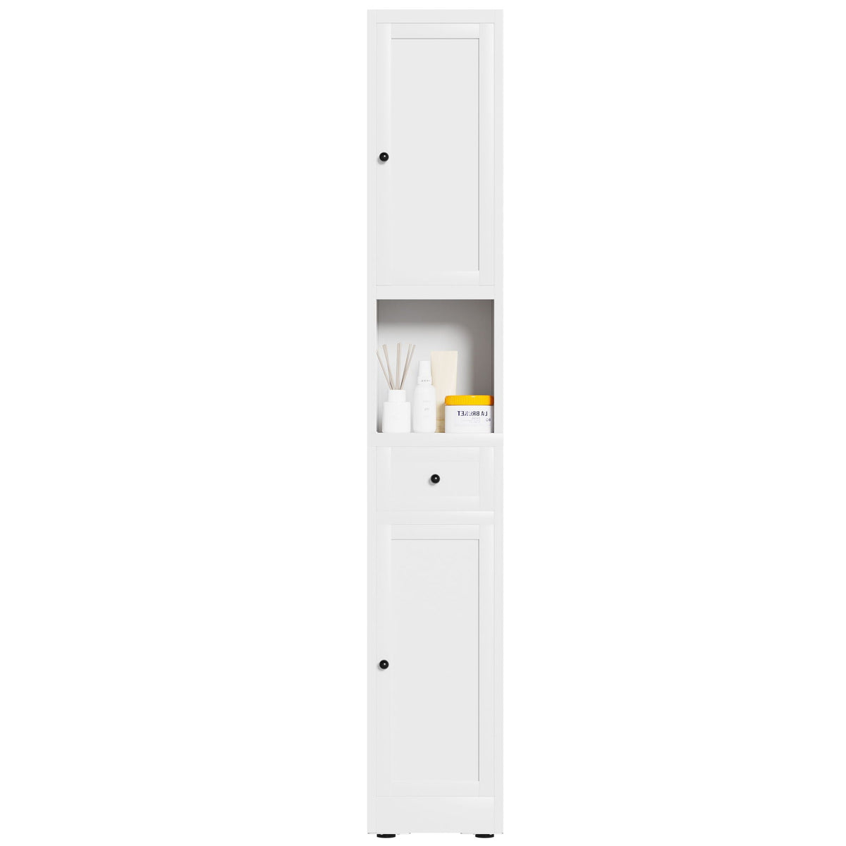 Tall Bathroom Storage Cabinet with Adjustable Shelves - White Steel