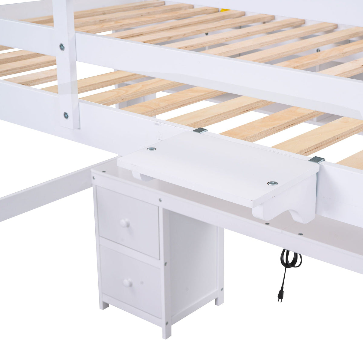 Loft Bed with Desk, Cabinets, Drawers and Charging Station - Full Size