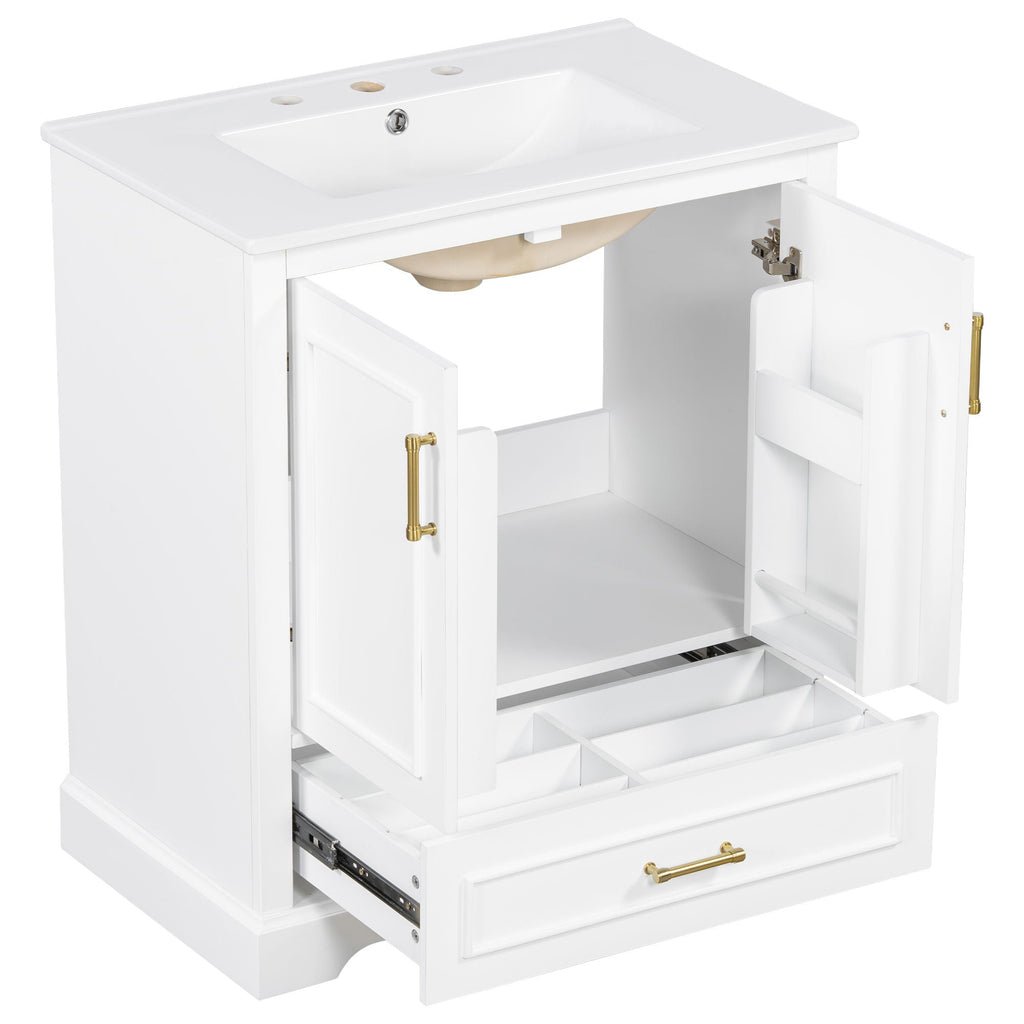Bathroom Vanity with Sink and Soft Close Doors - White, Black, Green, or Gray