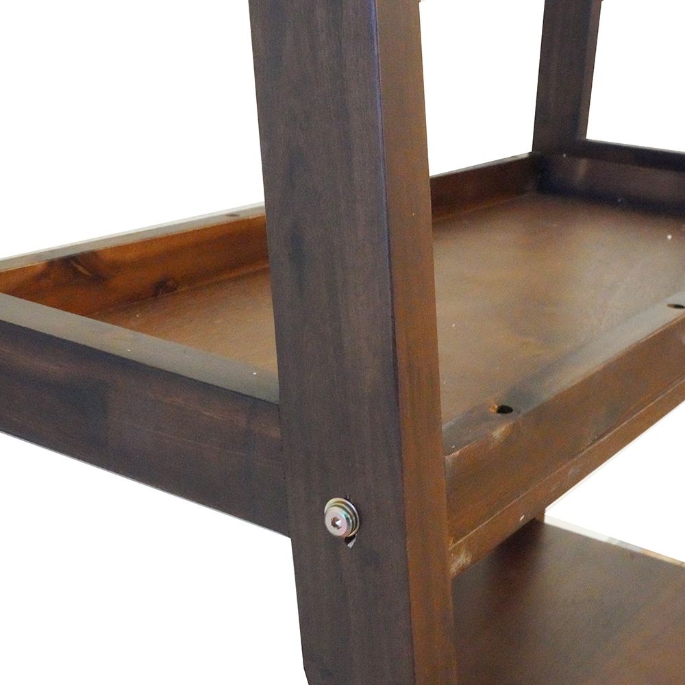 Natural Wood Ladder Bookcase with Sturdy Construction - Brown