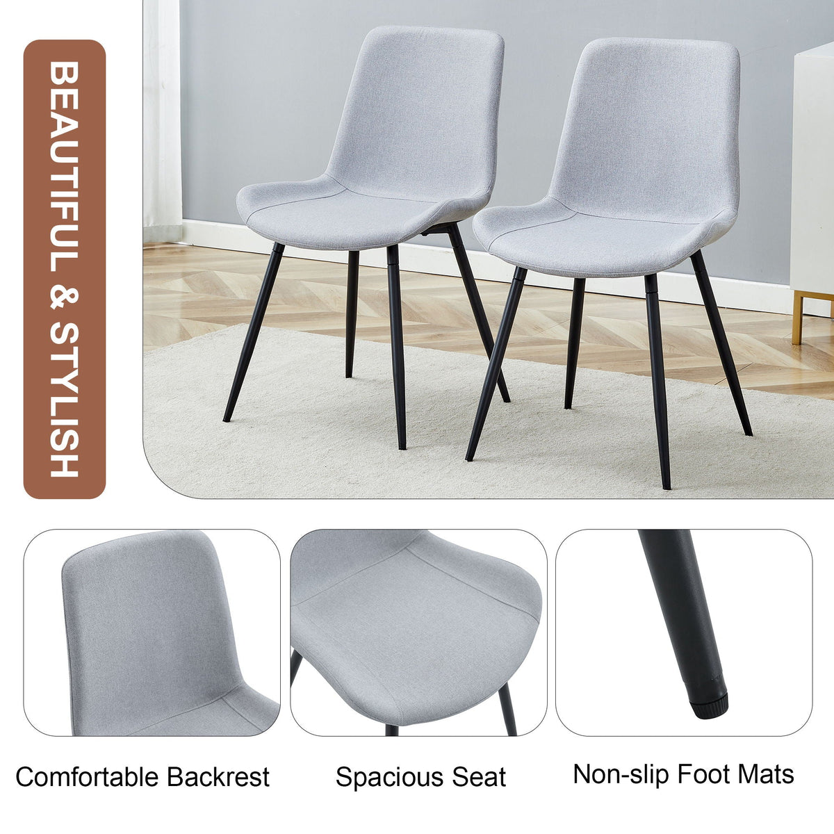 Modern Medieval Cushioned Chairs with Suede Backrest - Pearl Silver, White, or Gray