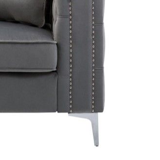 Gray Loveseat with Button Tufting - Lorreto