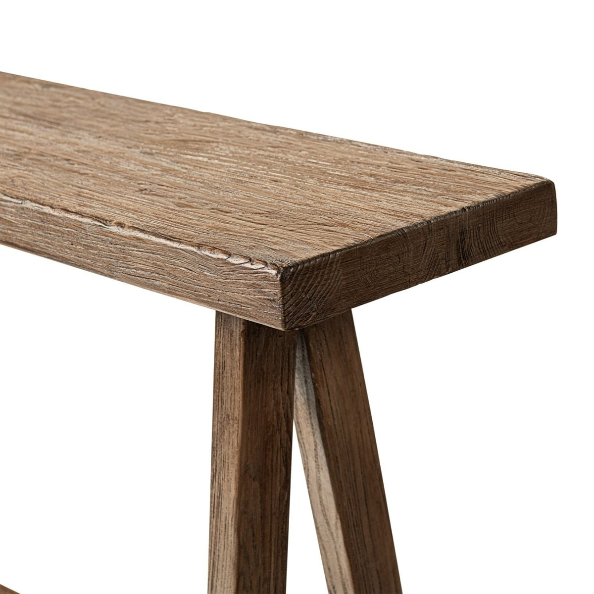 Trestle Coffee Table with Solid Reclaimed Elm Construction - Dark or Light Brown