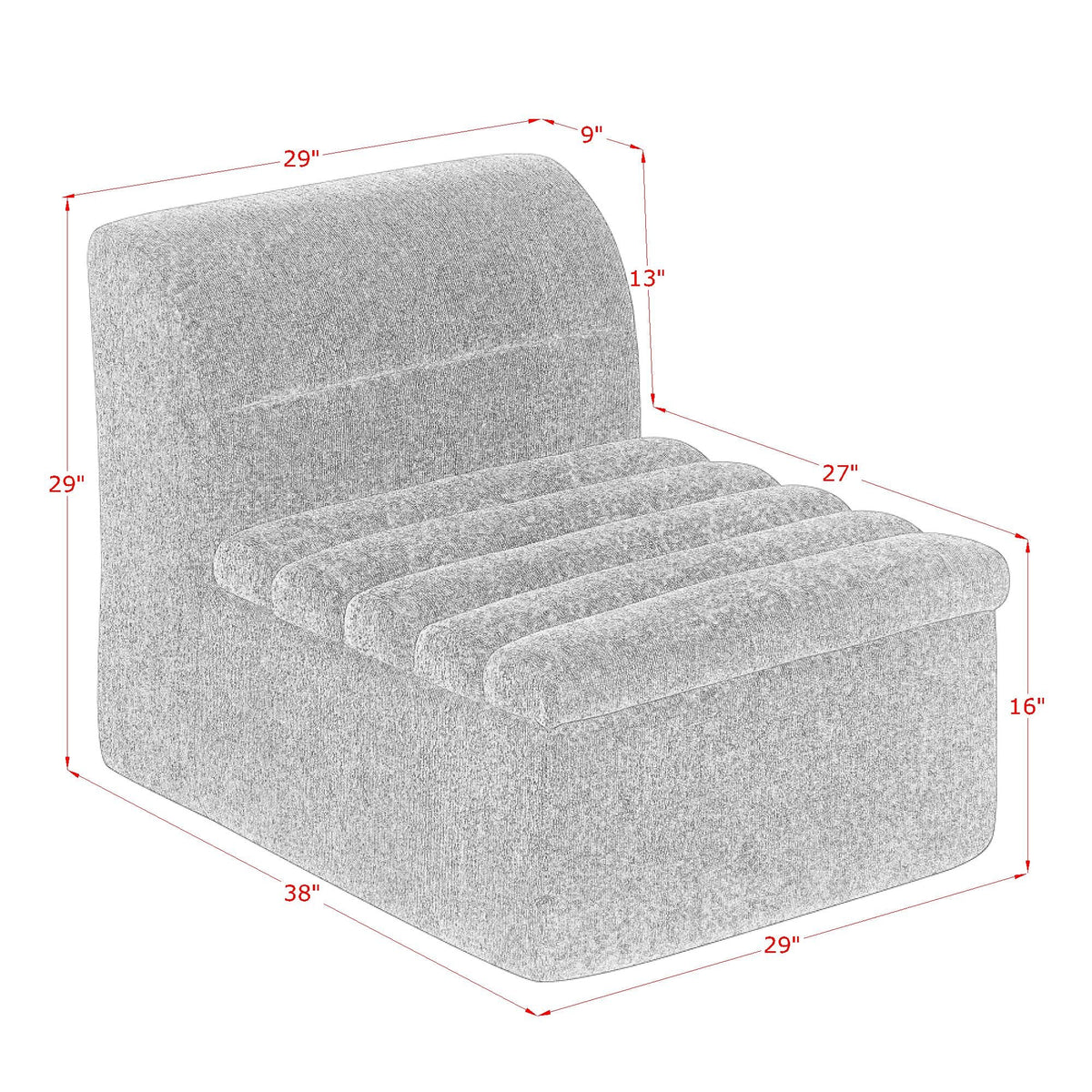 Single Seat Modular Sofa with Foam Cushion - Chenille