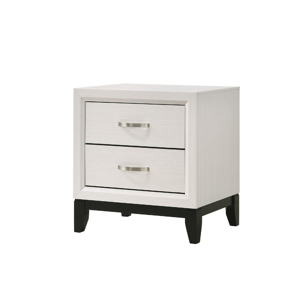 White 2 Drawer Nightstand with Handles - Modern Bedroom Storage