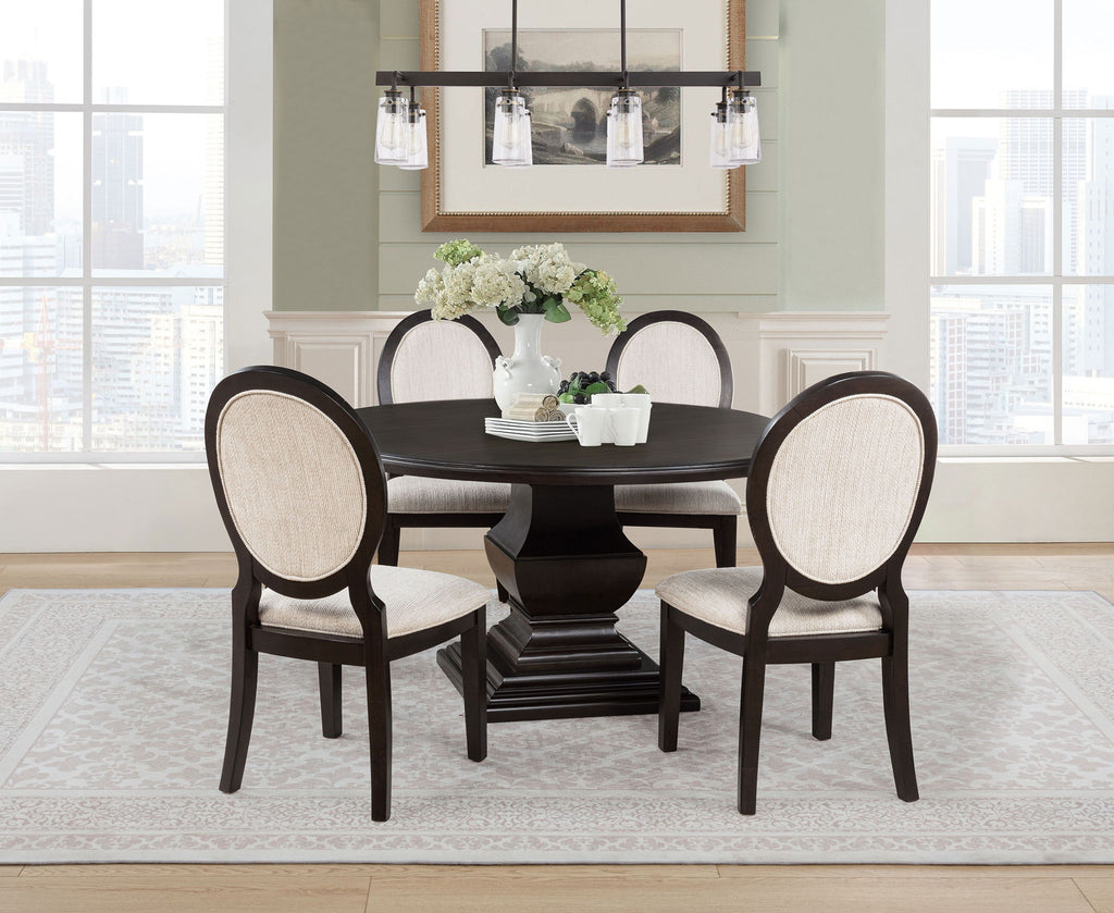 Twyla 5-piece Round Wood Dining Room Table Set Dark Cocoa