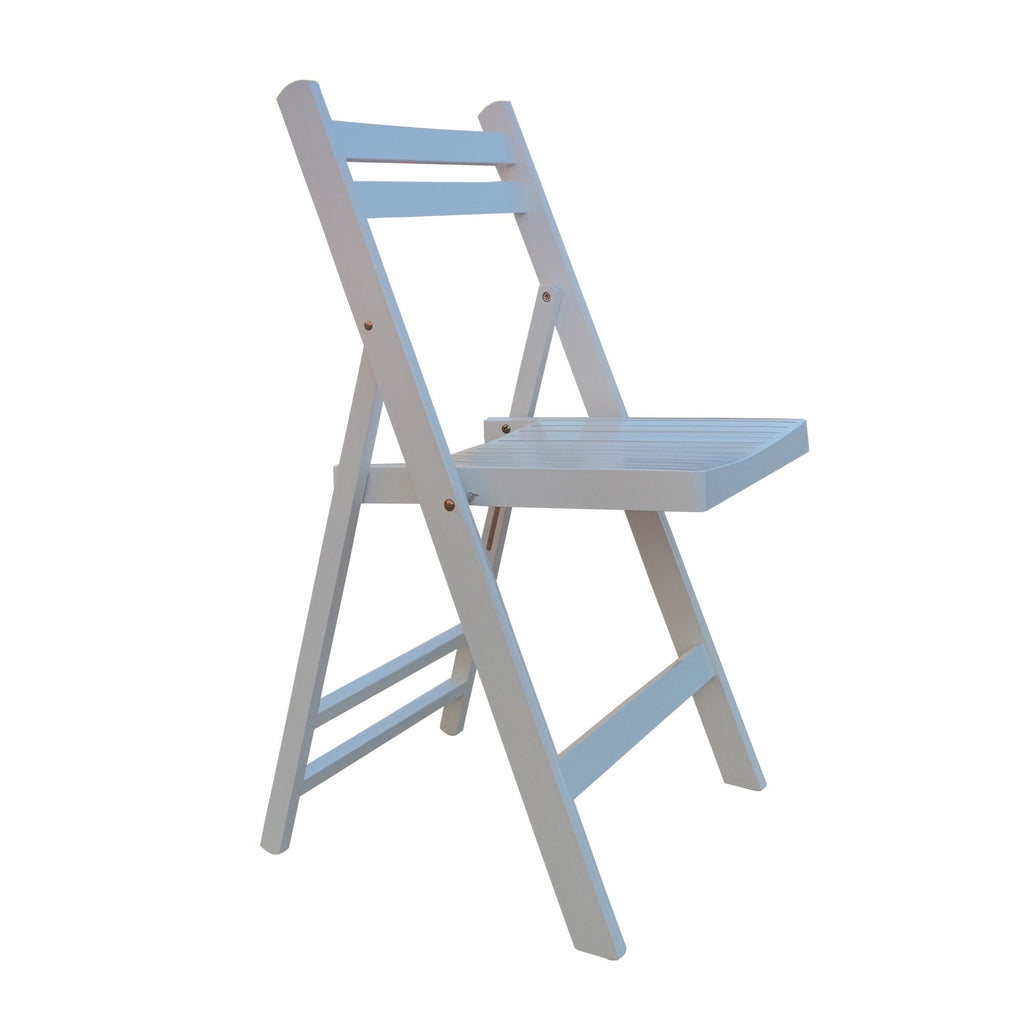 Folding Special Event Chair Set of 4 with Solid Wood Construction - White