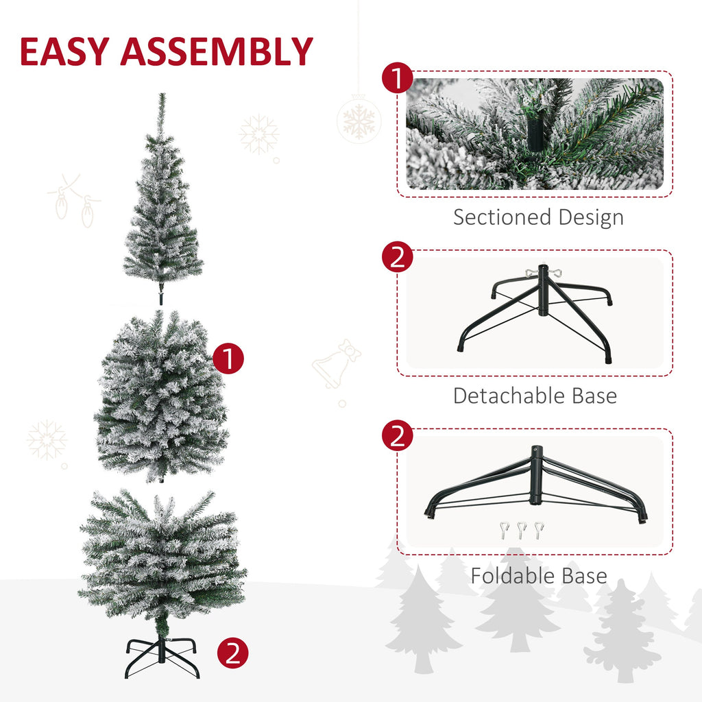 6' Slim Artificial Christmas Tree with Snow-Flocked Finish - White