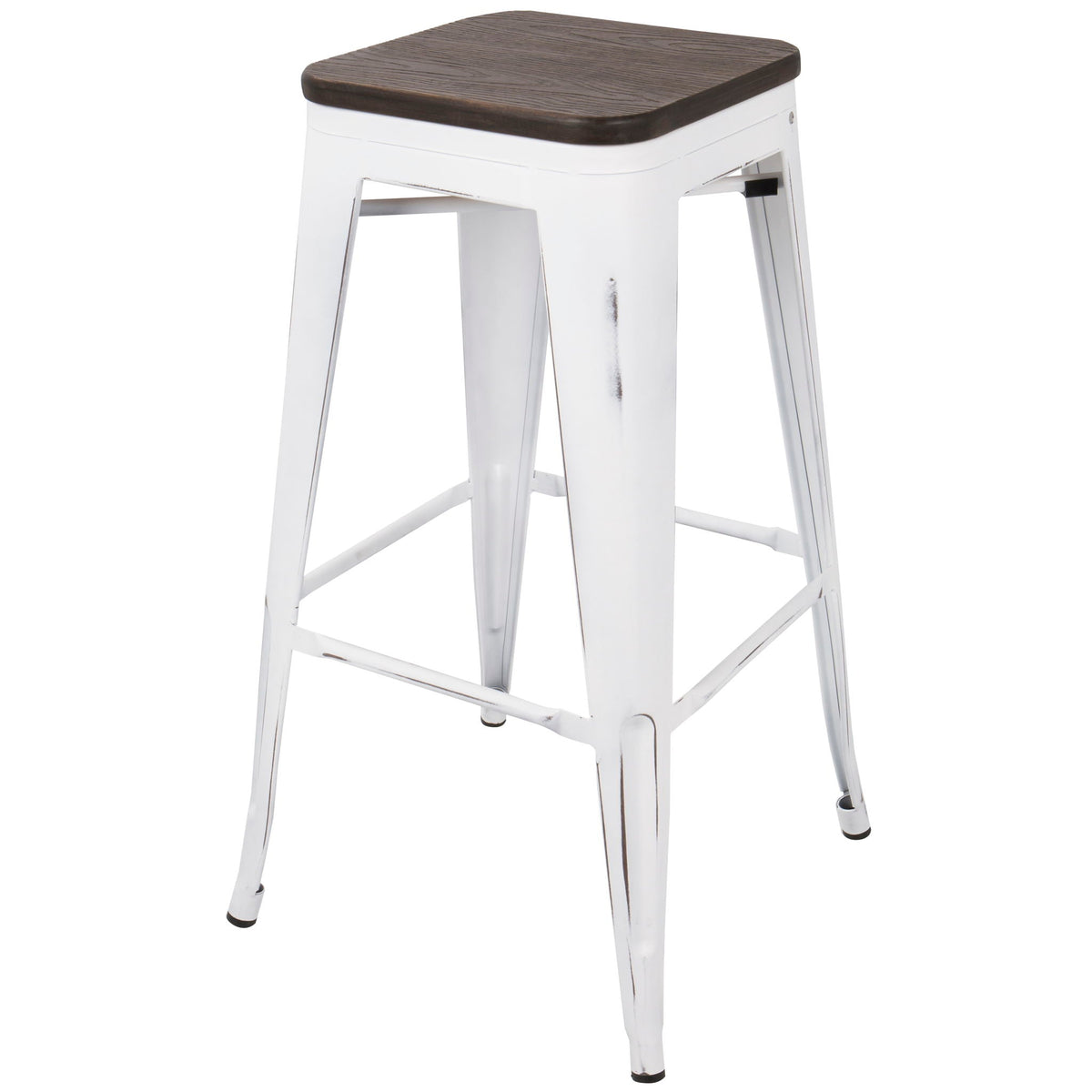Contemporary Barstool Set of 2 with Stackable Design - Black or White