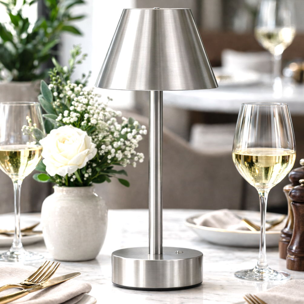 Rechargeable LED Table Lamp with Touch Switch - Gold or Pearl Silver