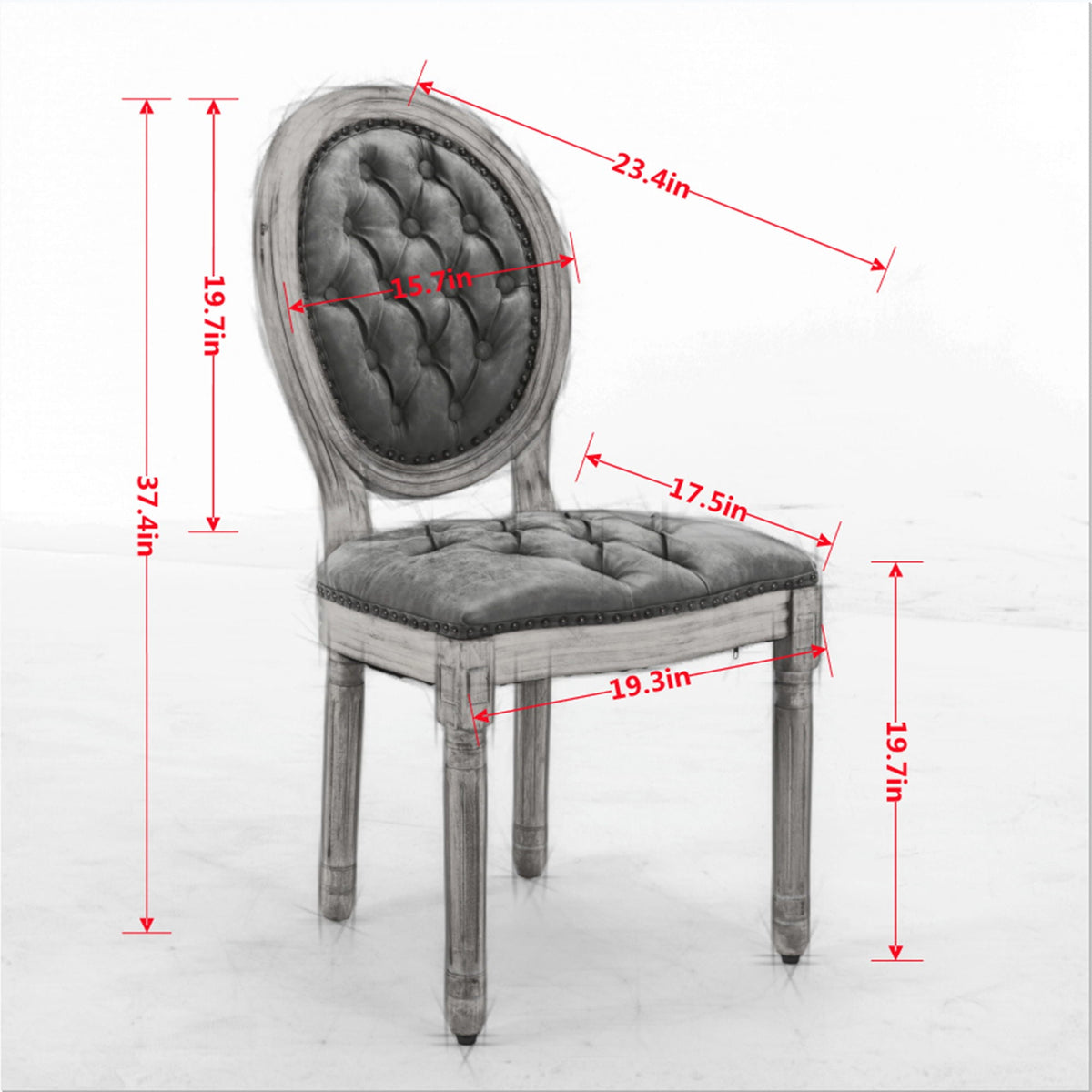 French Style Solid Wood Dining Chair with Nailhead Trim - Multiple Colors