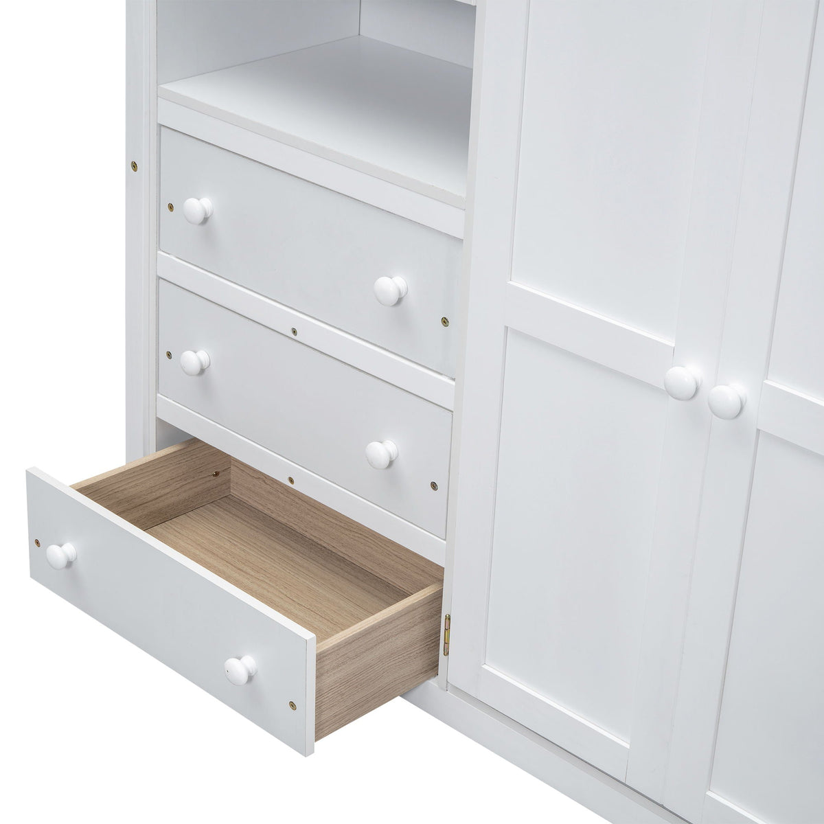 Full Size Loft Bed with Built-In Wardrobe, Shelves, and Drawers - White or Dark Gray