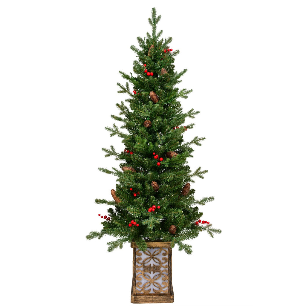 4FT Pre-Lit Christmas Tree with Warm Lights - Green