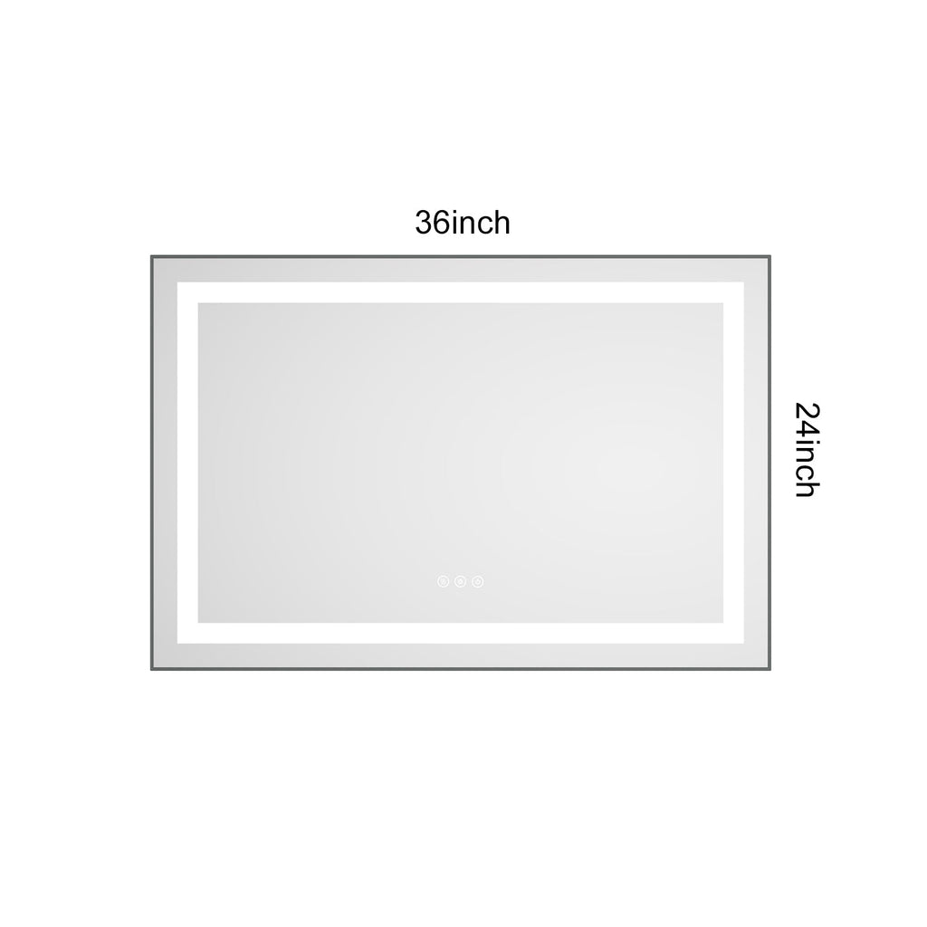 36" x 24" LED Bathroom Mirror with Front and Backlight - Adjustable, Anti-Fog