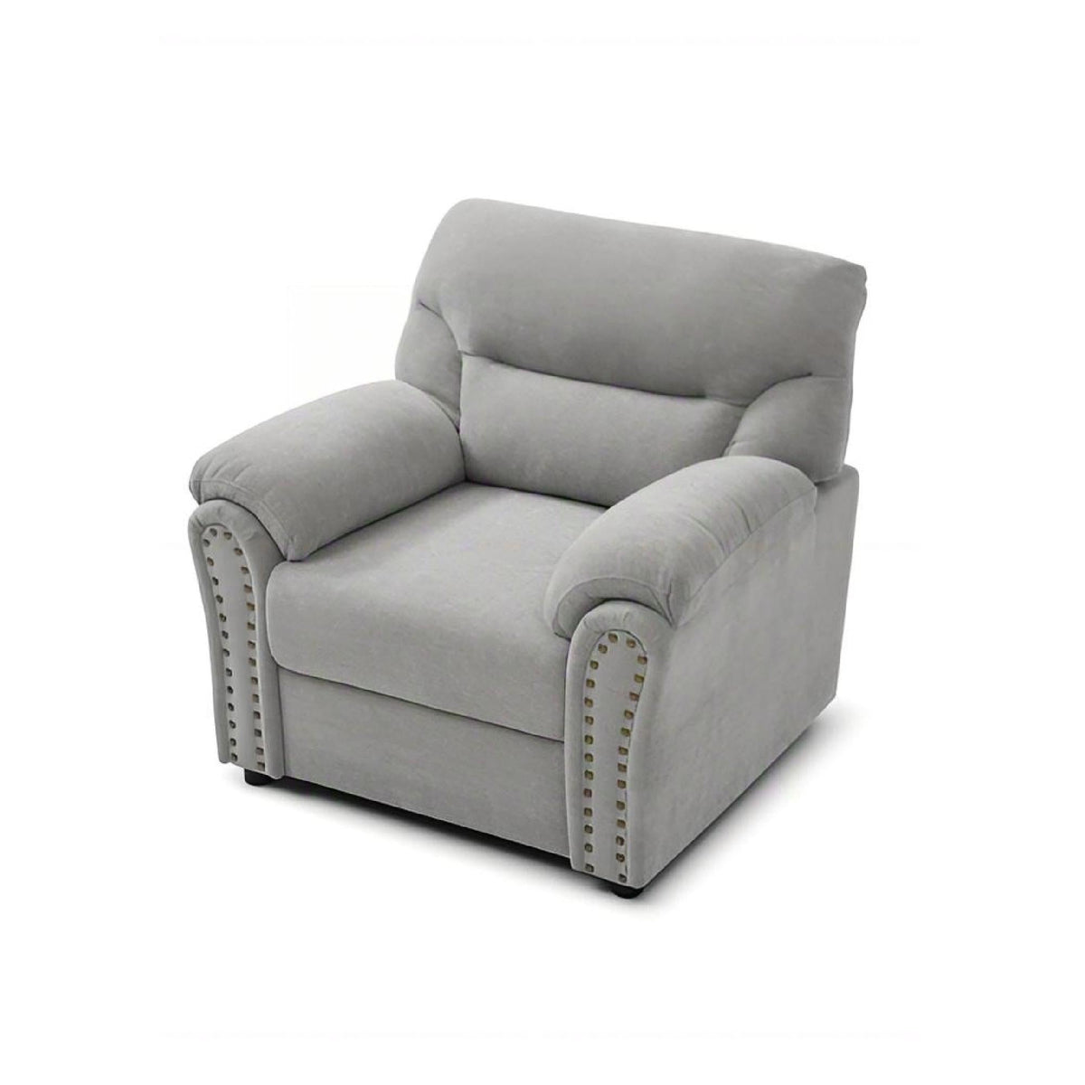 Hamilton Arm Chair with Hand-Applied Nailhead Trim and Pillow Top Cushions - Blue, Gray, Dark Brown