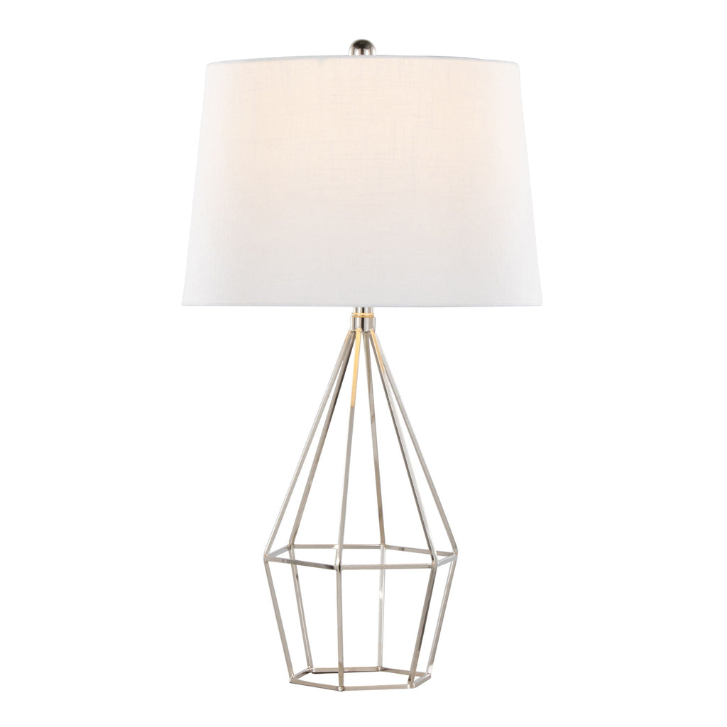 Contemporary Table Lamp Set with Linen Shade - Polished Nickel / Black Satin