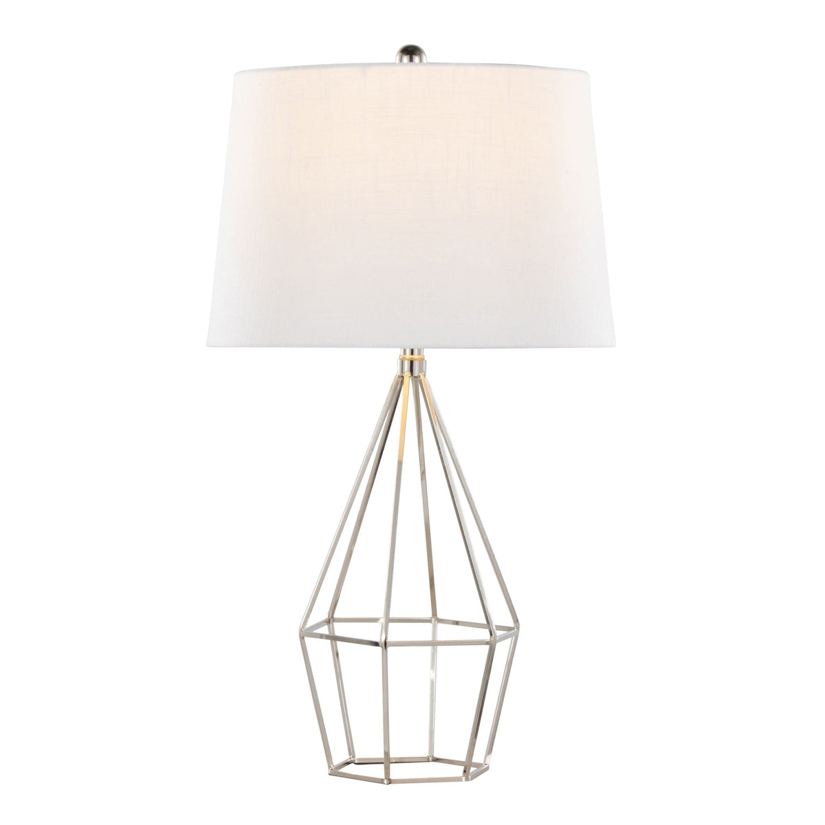 Contemporary Table Lamp Set with Linen Shade - Polished Nickel / Black Satin