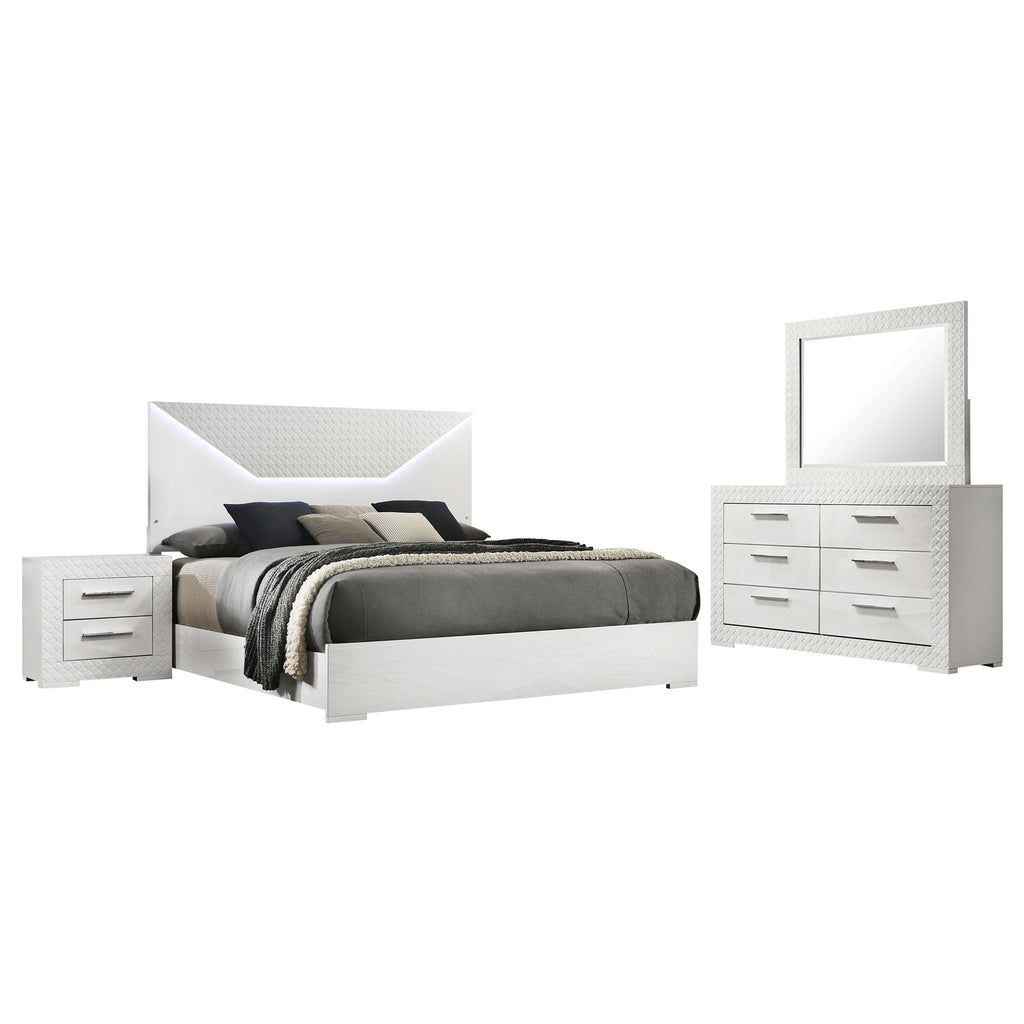 Ives 4-piece Eastern King Bedroom Set White High Gloss
