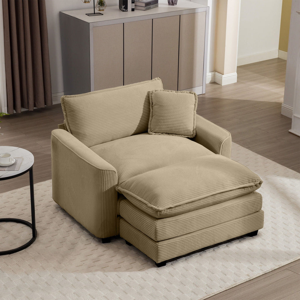 Modern Comfortable Single Chair & Ottoman with Deep Seat - Multiple Colors