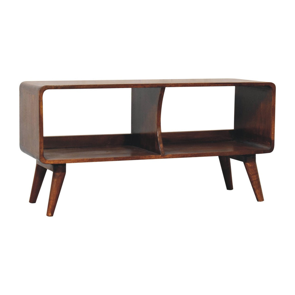 Solid Wood Curved Chestnut Media Unit with Nordic Legs