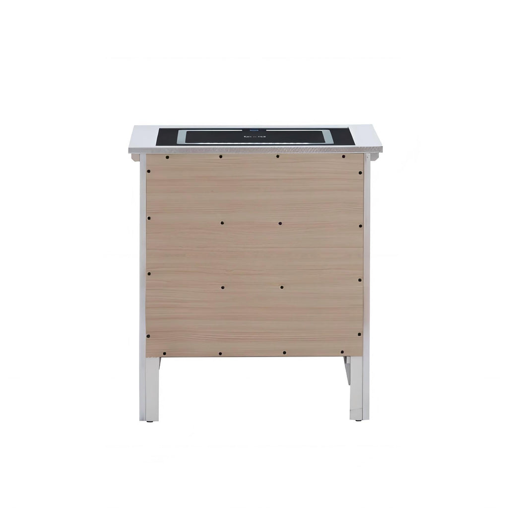 Smart 3 Drawer Nightstand with USB Charging and Integrated Speakers - White