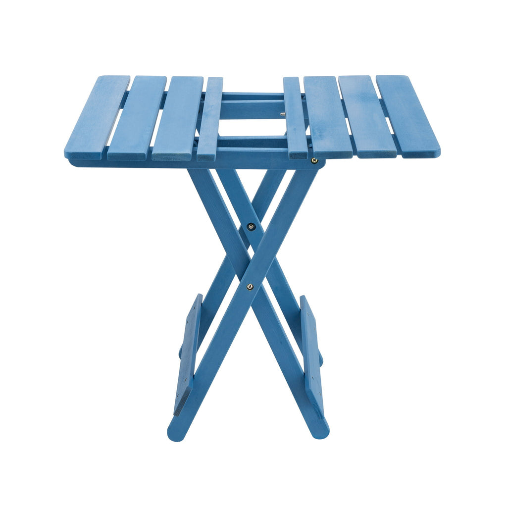 Folding Square Table for Backyard with Space-Saving Design - Blue