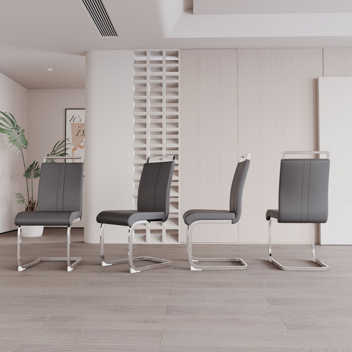 Modern Dining Chairs with Padded Seat and High Back - Black, White, or Dark Gray