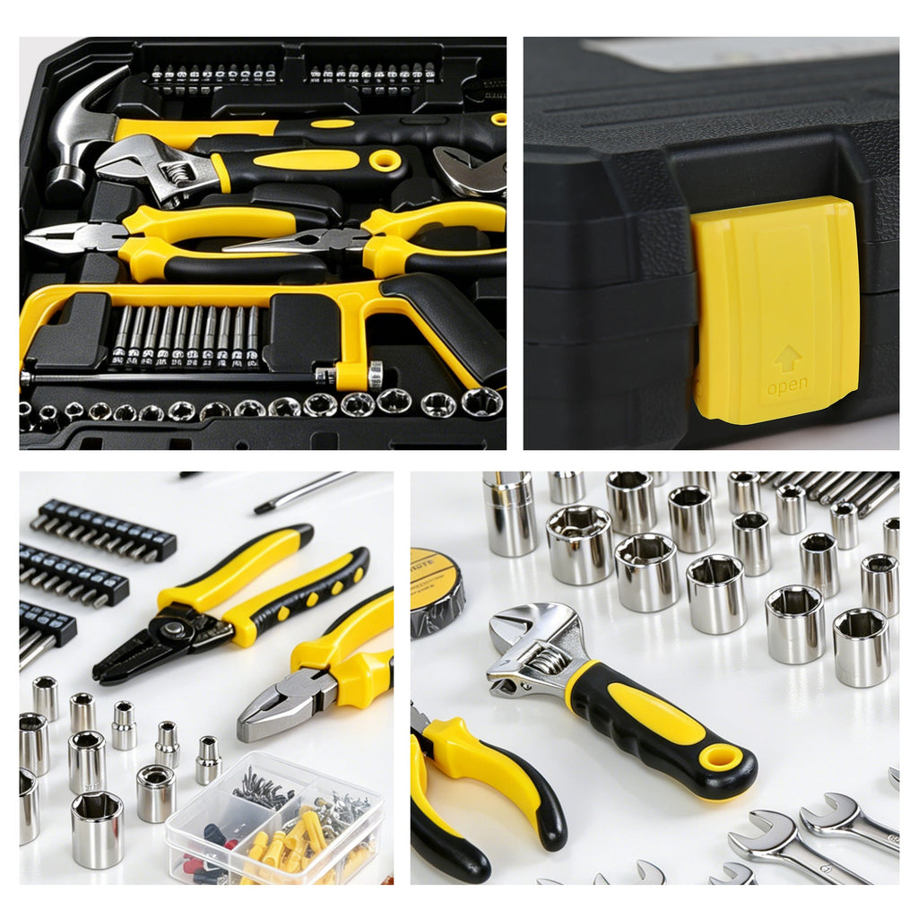 266-Piece Mechanics Tool Set with Durable Storage Case - Black, Yellow