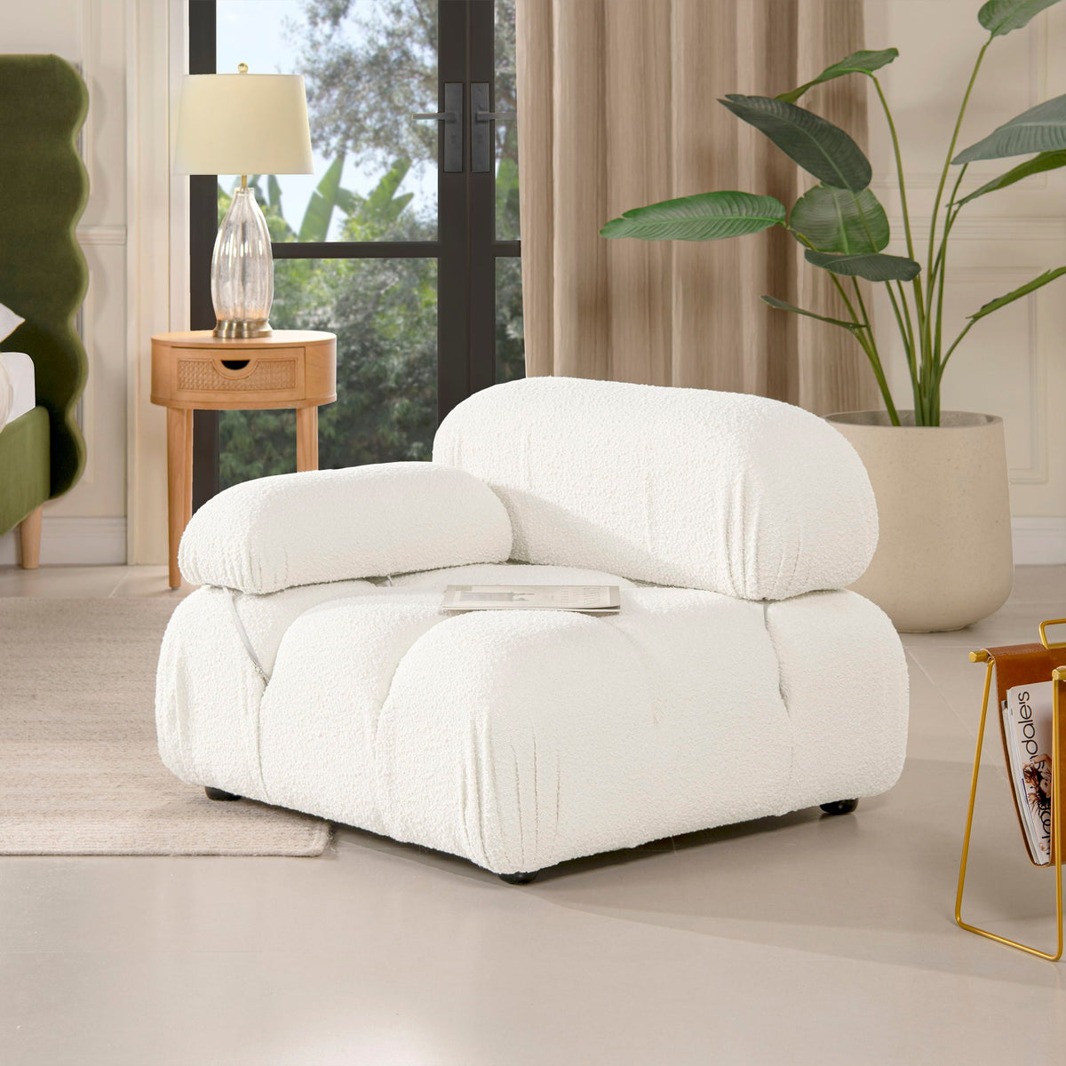 Bubble Modular Modern Lounge Arm Chair with Eucalyptus Frame - White, Green, or Orange