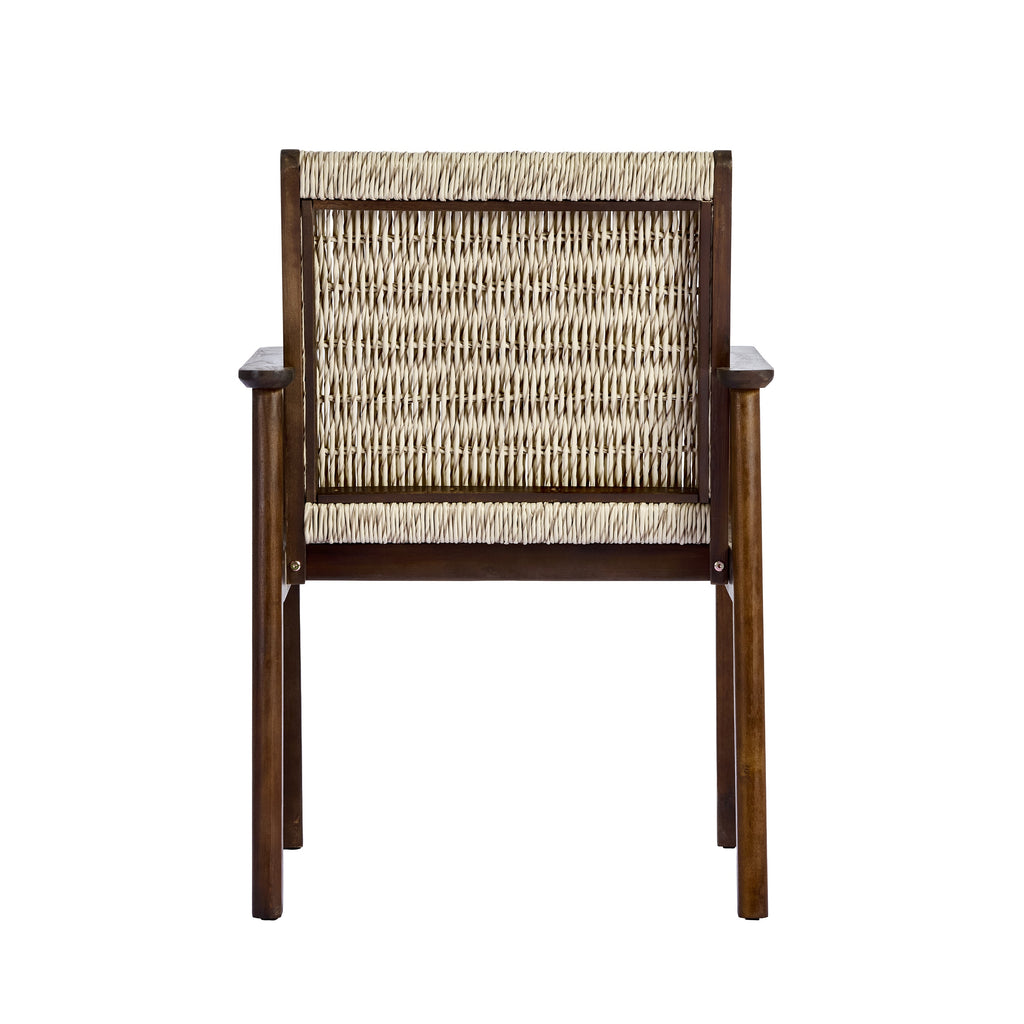 Acacia Wood Outdoor Dining Chair Set with Wicker Rattan and Waterproof Cushions