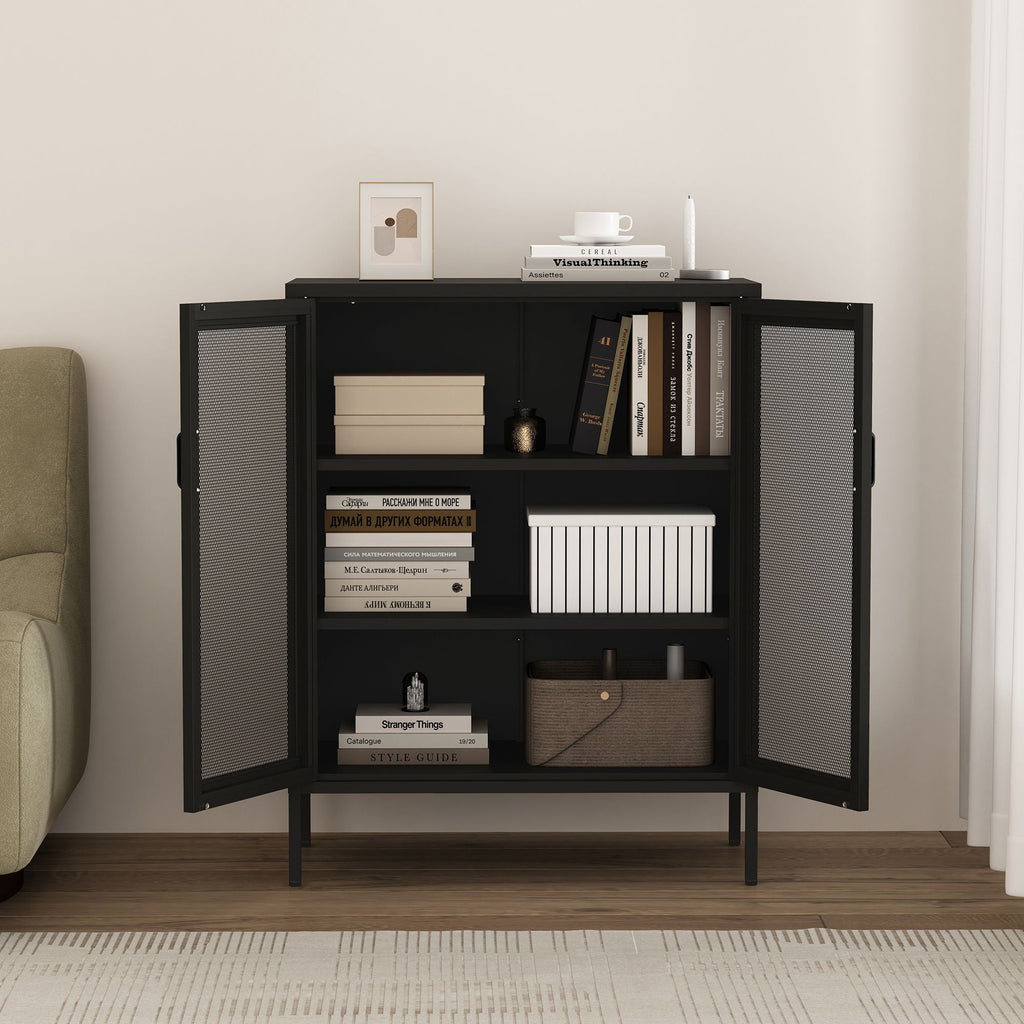 Metal Accent Cabinet with Adjustable Shelves - Black, Green, or White