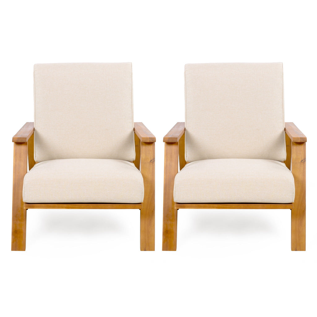 Outdoor Patio Lounge Chair Set of 2 with Cushions - White or Light Brown